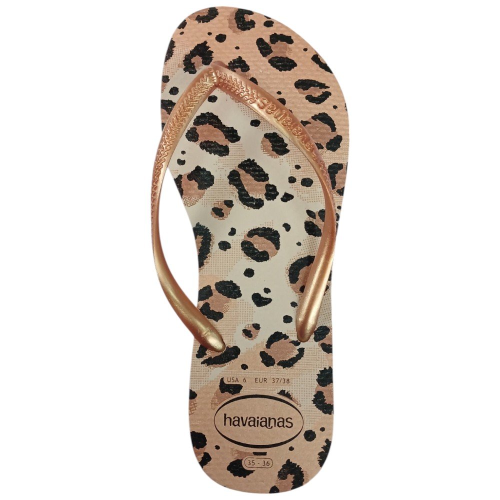 Chinelo Havaianas Slim Animals Feminino - Bege Bege 2