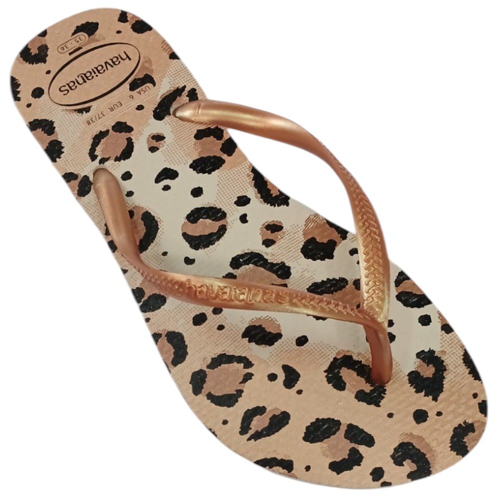 Chinelo Havaianas Slim Animals Feminino - Bege Bege 4