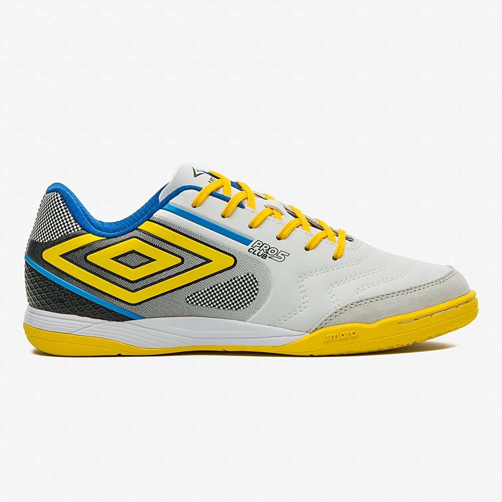 Chuteira Futsal Umbro Pro 5 Bump Club Branco/Amarelo 4
