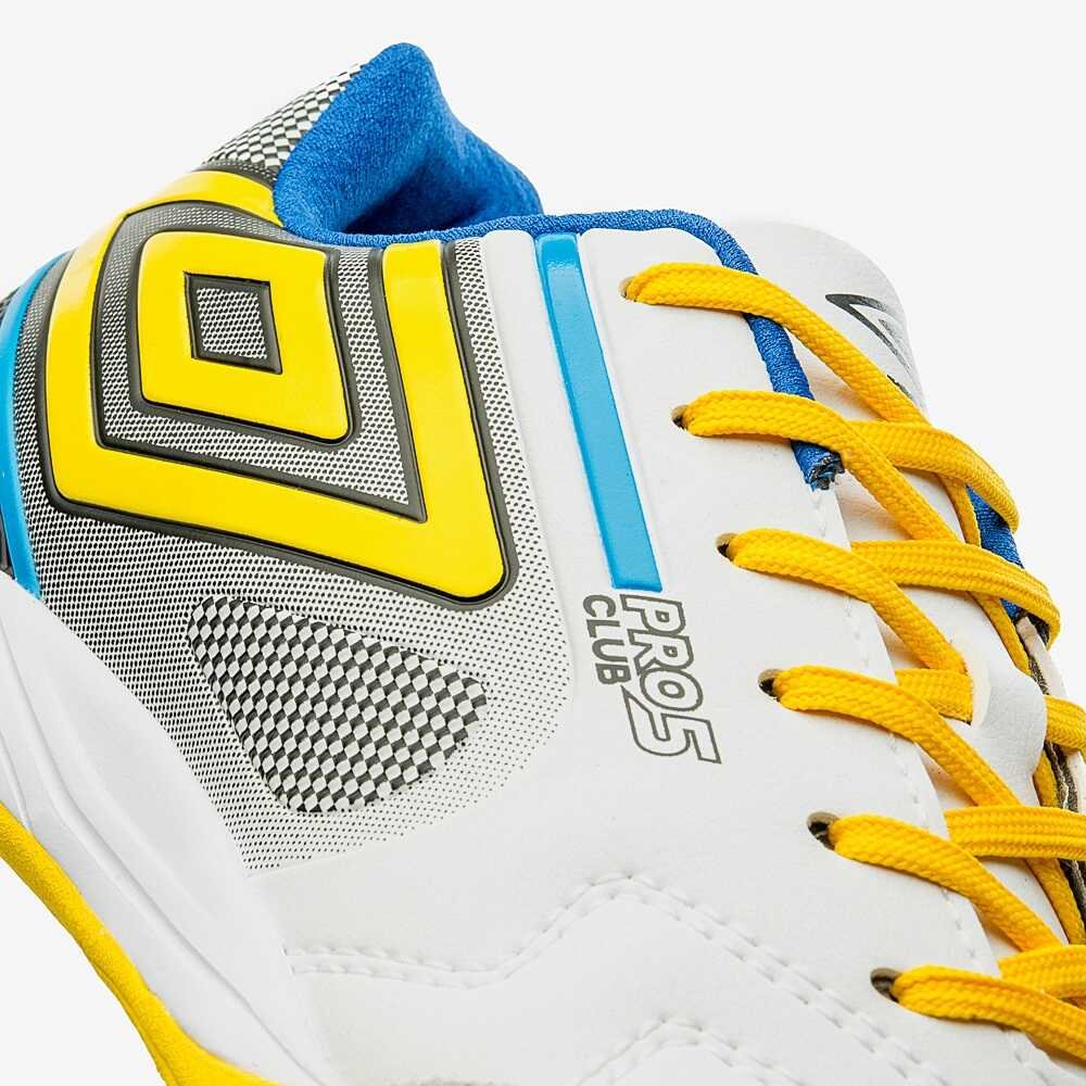 Chuteira Futsal Umbro Pro 5 Bump Club Branco/Amarelo 3