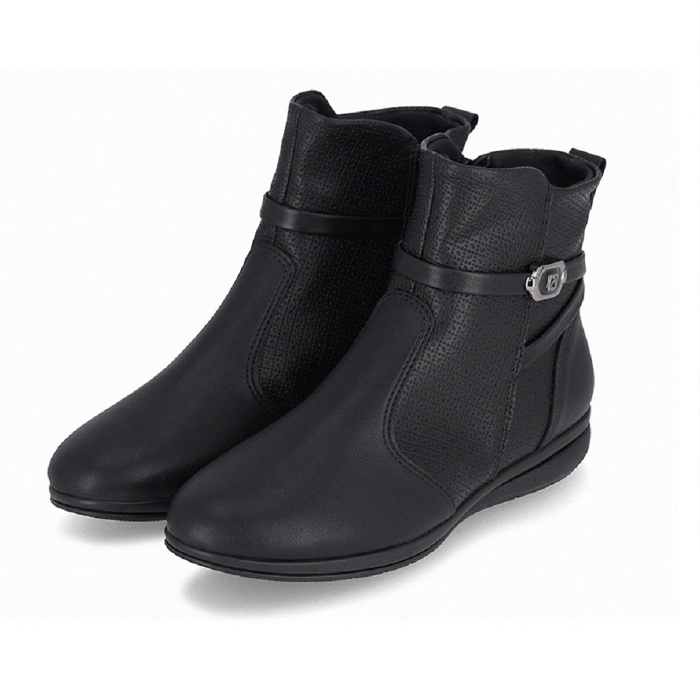 Bota Cano Curto Anabela Baixo Piccadilly 261035 Feminina - Preta Preto 2