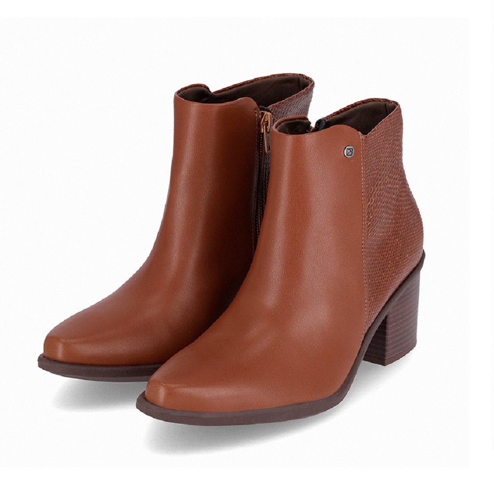 Bota Salto Grosso Bico Fino Piccadilly 766006 Feminina - Conhaque Conhaque 2
