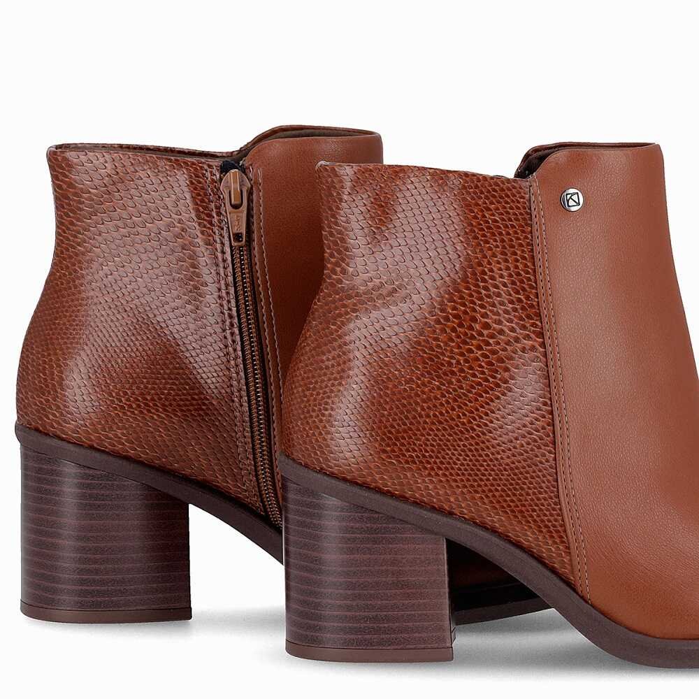 Bota Salto Grosso Bico Fino Piccadilly 766006 Feminina - Conhaque Conhaque 4