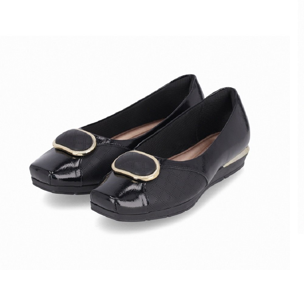 Sapato Salto Baixo Piccadilly Maxi 147323 Feminino - Preto Preto 2
