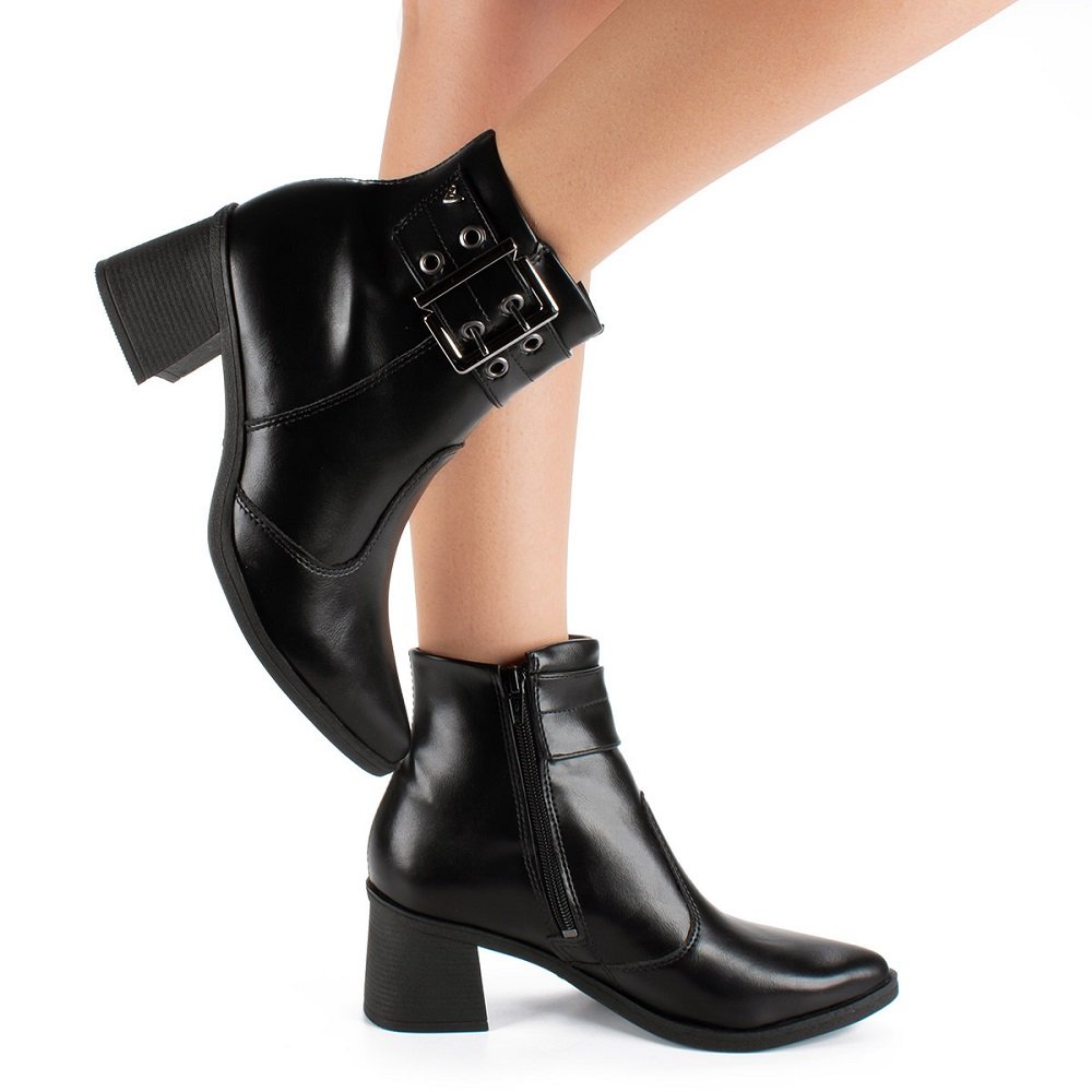 Bota Cano Curto Bico Fino Mississipi ME311 Feminina - Preta Preto 6