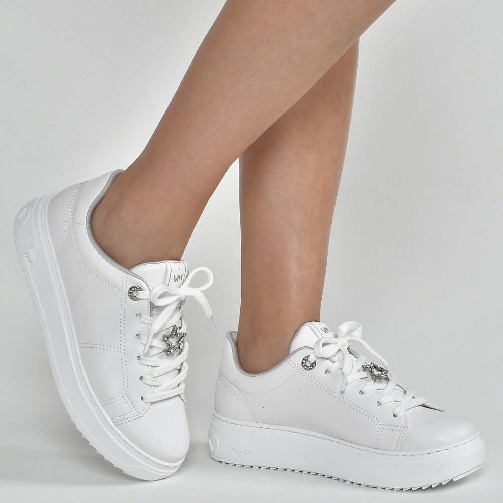Tênis Casual Via Marte 055-023-01 Feminina - Branco Branco 2