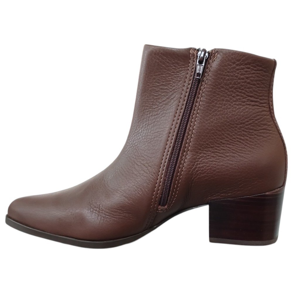 Bota Cano Curto Bico Fino 349304 Feminino - Marrom Marrom 2