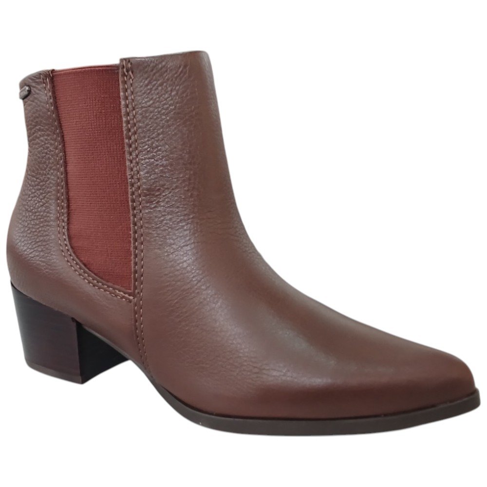 Bota Cano Curto Bico Fino 349304 Feminino - Marrom Marrom 3