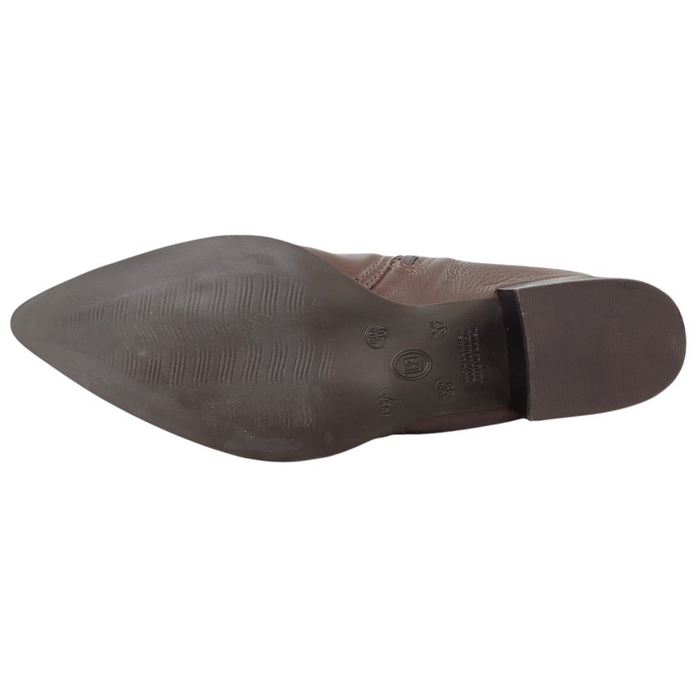 Bota Cano Curto Bico Fino 349304 Feminino - Marrom Marrom 4