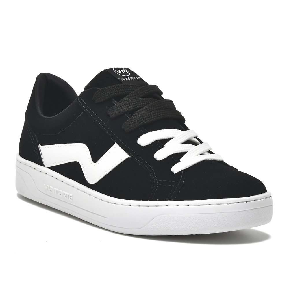 Tênis Casual Via Marte 020-004-01 Feminino - Preto/Branco