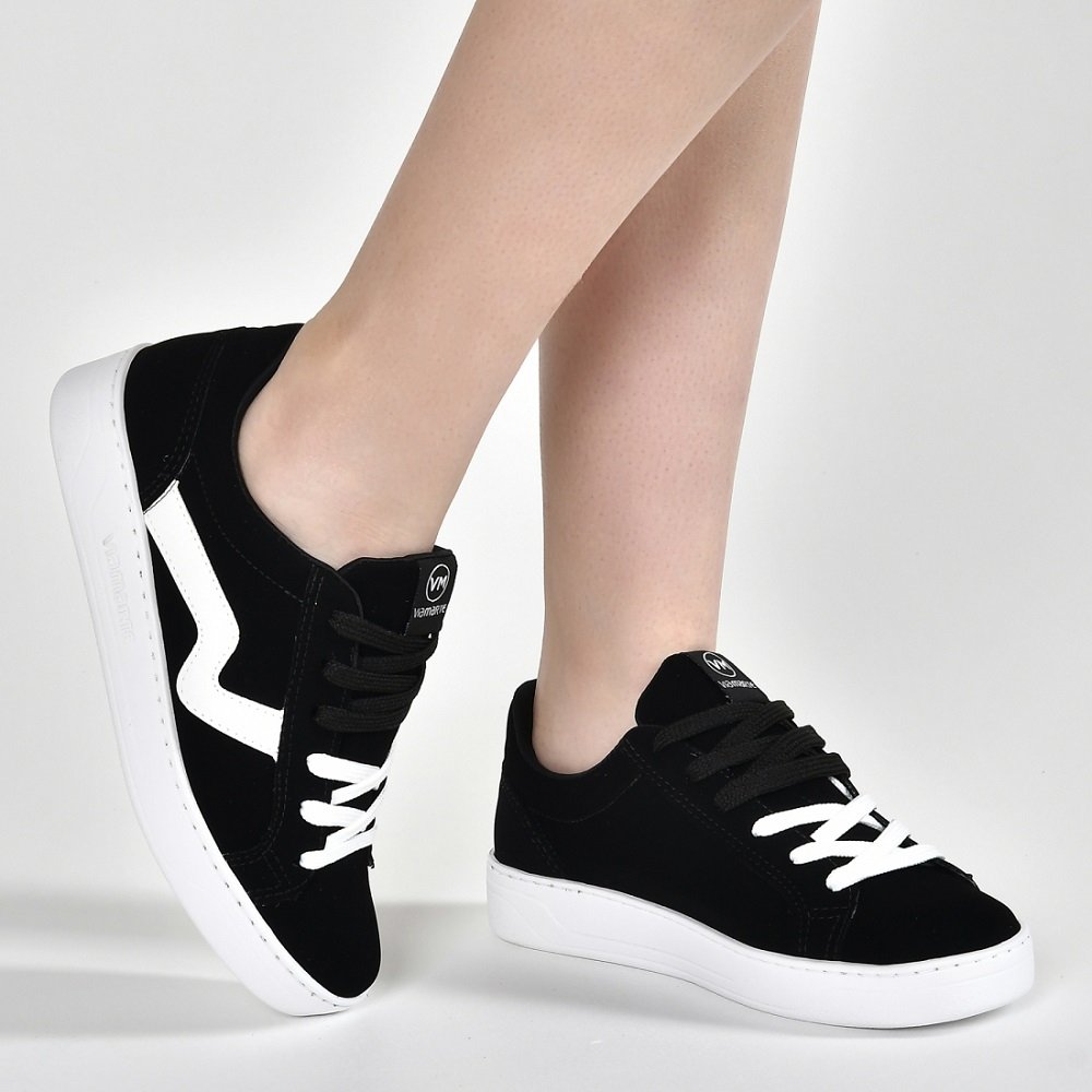 Tênis Casual Via Marte 020-004-01 Feminino - Preto/Branco Preto/Branco 2