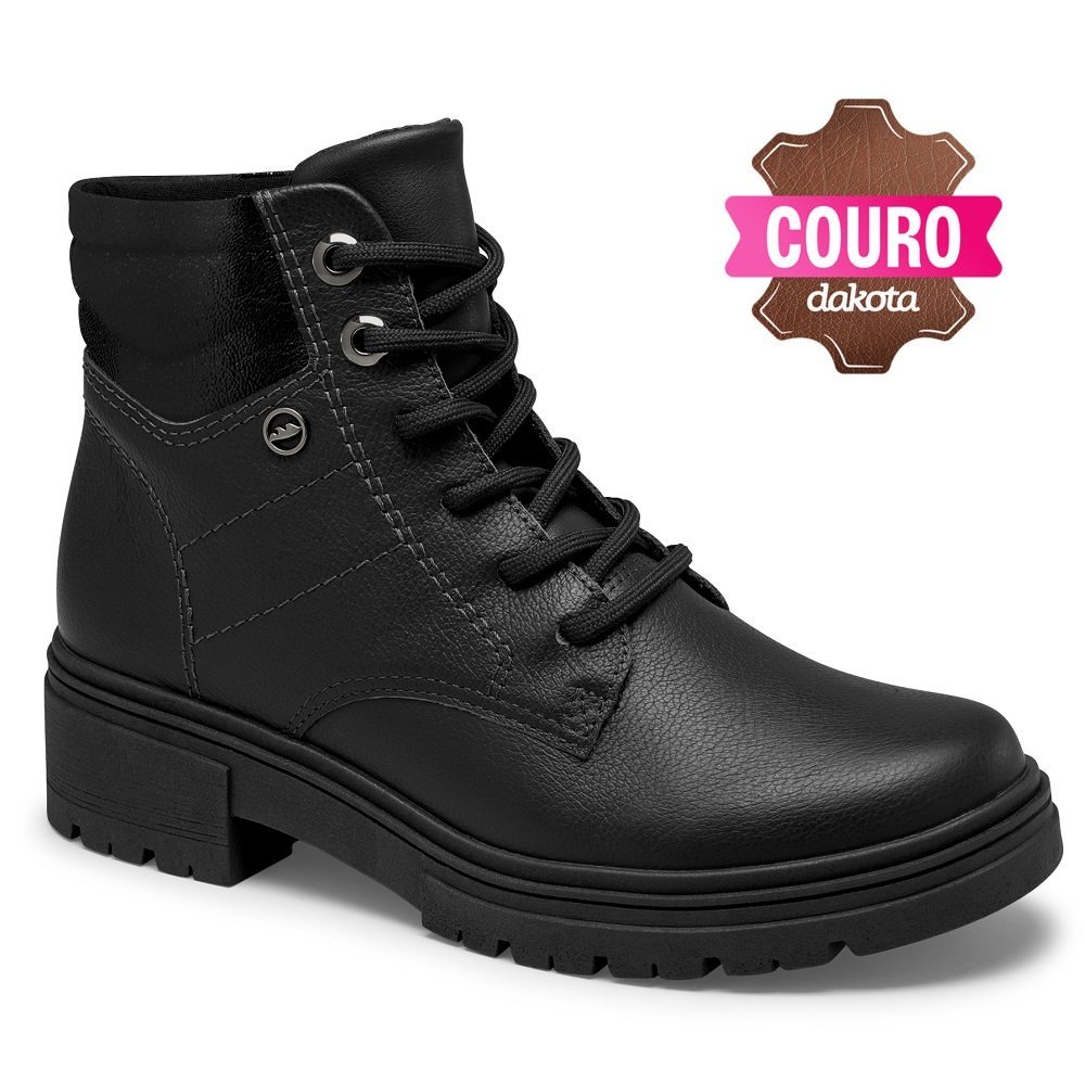 Coturno Feminino Couro Dakota D0451 Feminino - Preto Preto 2