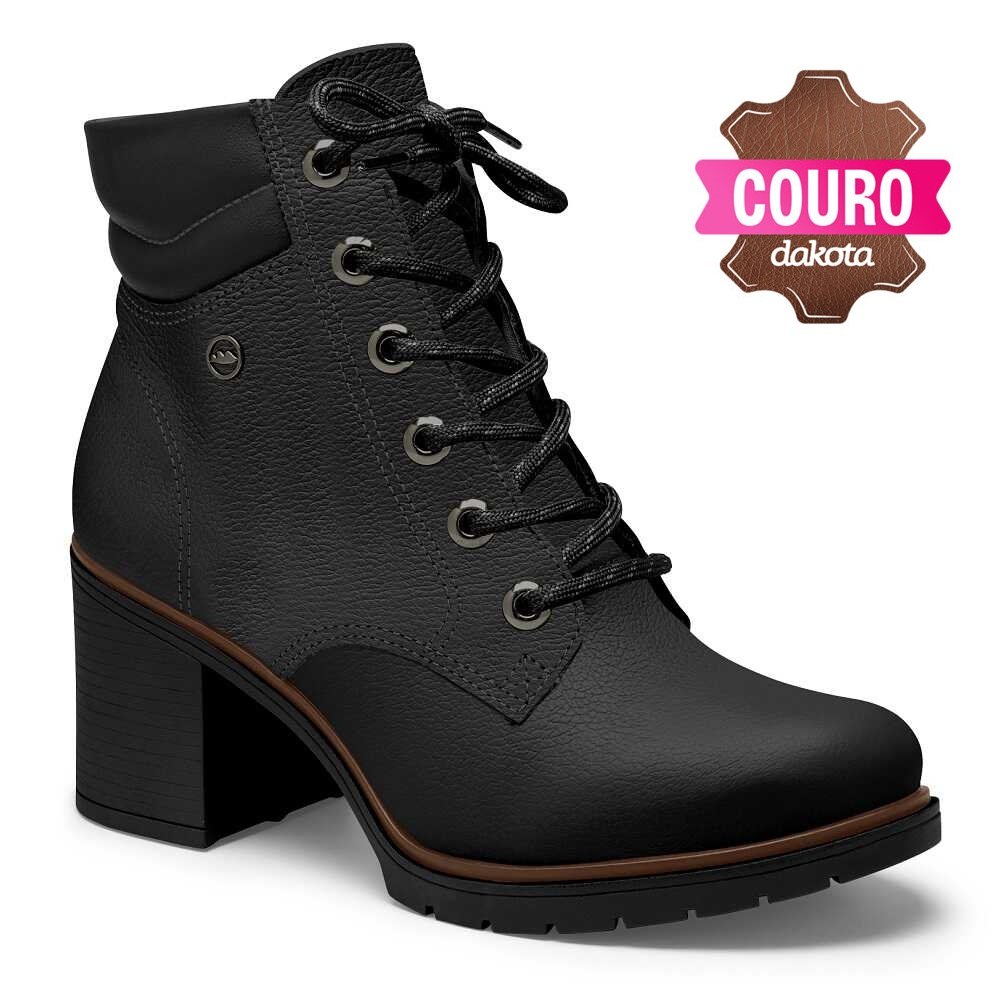 Coturno Couro Dakota D0391 Feminino - Preto Preto 2