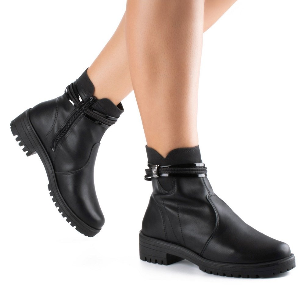 Bota Cano Baixo Mississipi MC812 Feminina - Preto Preto 6