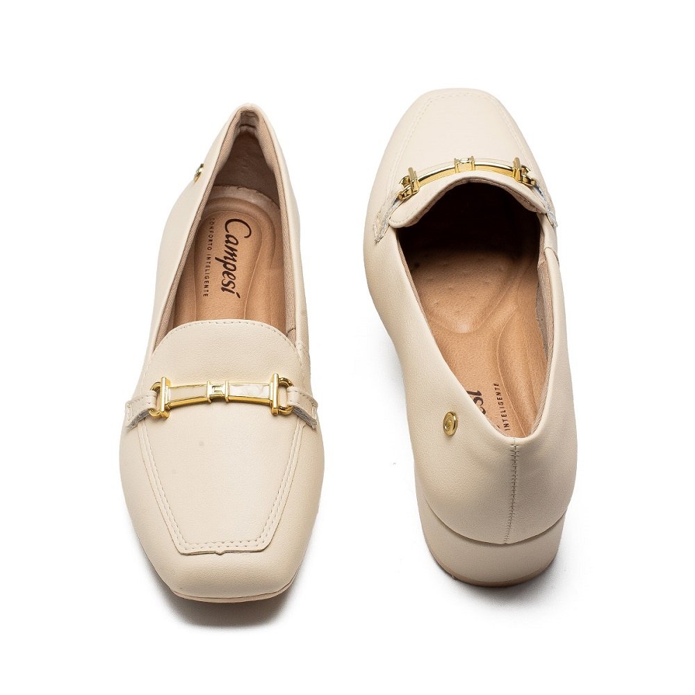 Sapato Loafer Campesi L9838 Feminino - Creme Creme 4