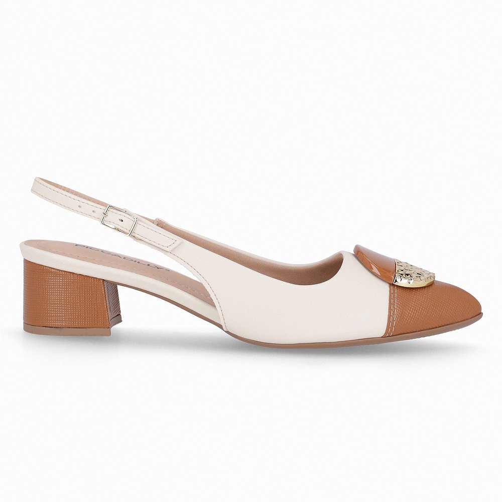 Sapato Sling Back Piccadilly 739091 Feminino - Off White