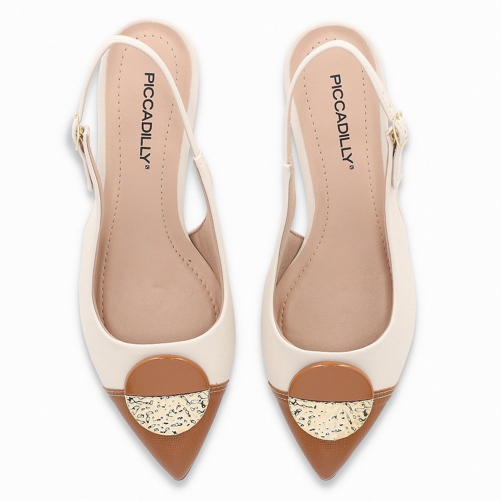 Sapato Sling Back Piccadilly 739091 Feminino - Off White Off White 5