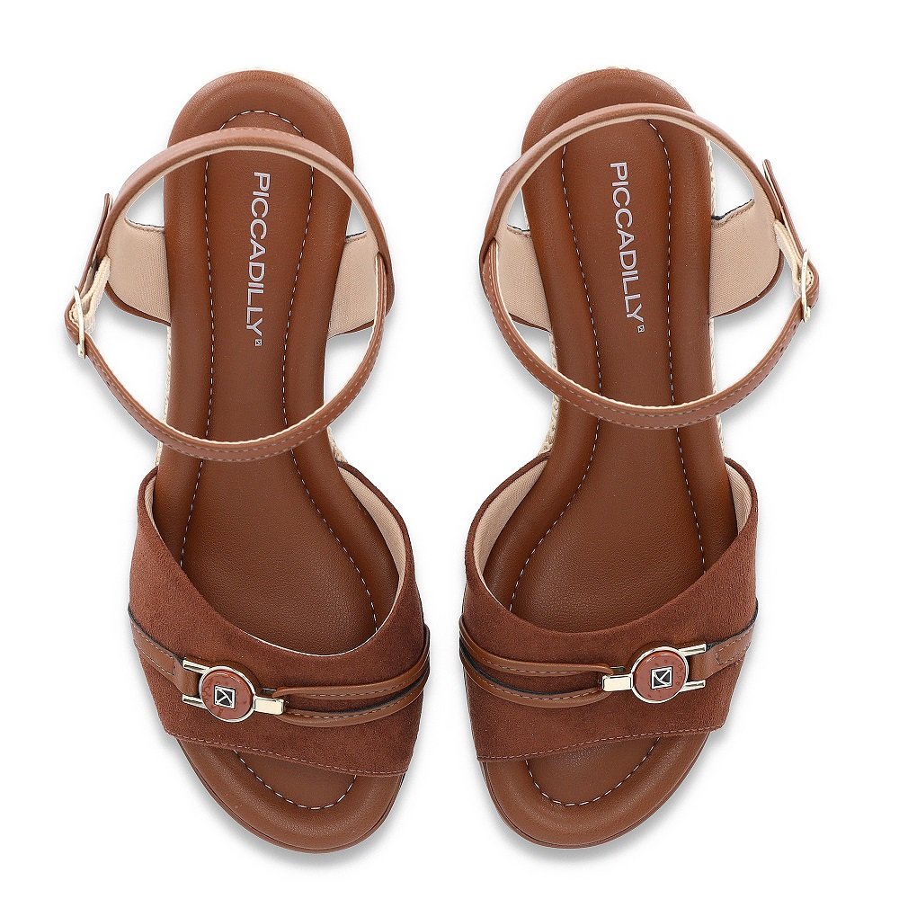 Sandália Anabela Alto Piccadilly 408243 Feminina - Conhaque Conhaque 5