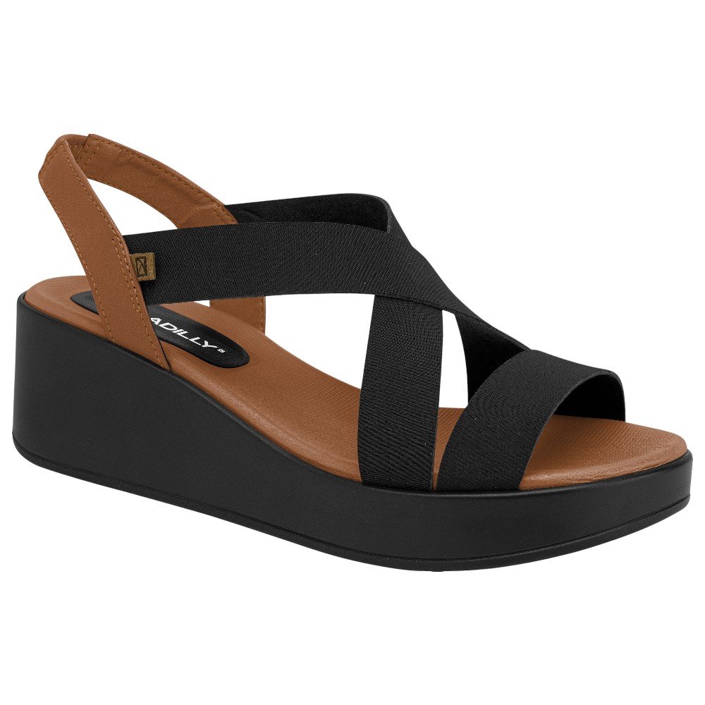 Sandália Anabela Médio Piccadilly 545064 Feminina - Preto Preto 1