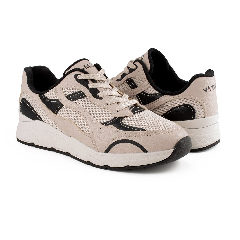 Tênis Jogging Mississipi MF592 Feminino - Bege/Preto Bege/Preto 5