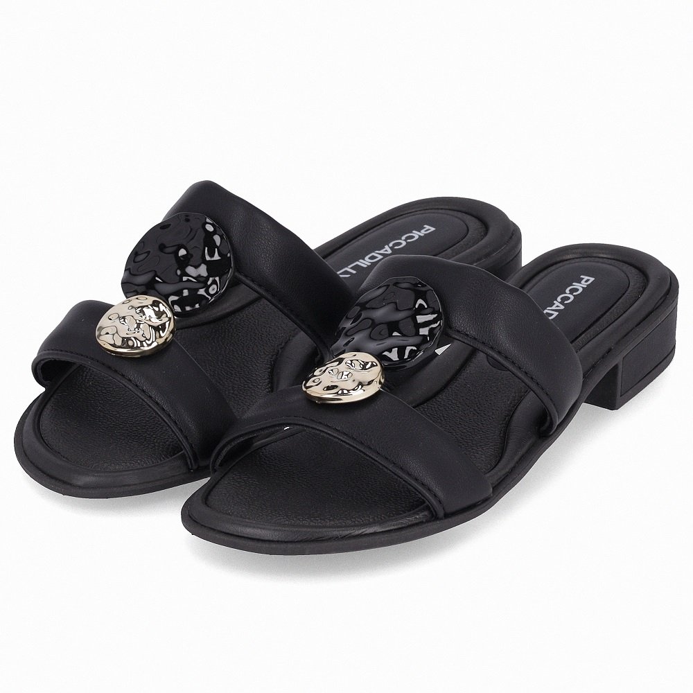 Tamanco Salto Baixo Piccadilly 590067 Feminino - Preto Preto 2