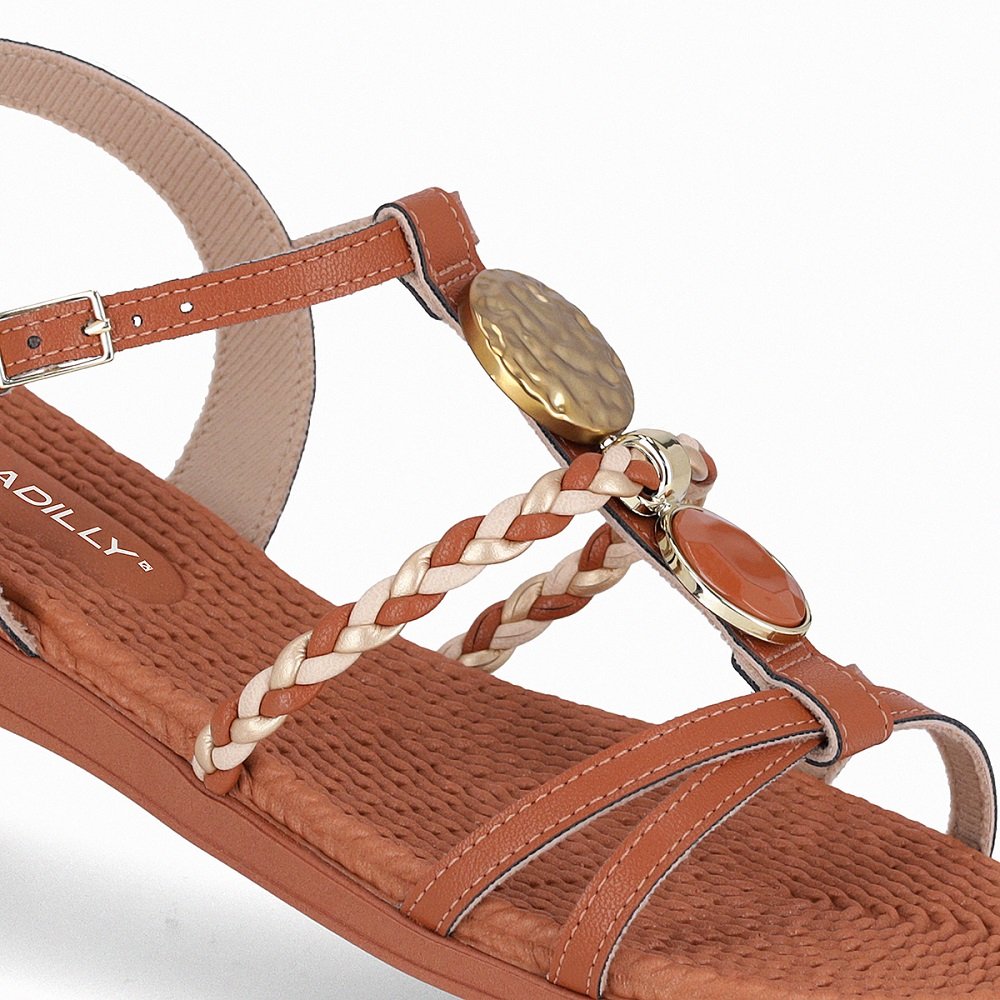 Sandália Rasteira Piccadilly 513040 Feminina - Ocre Marrom 3