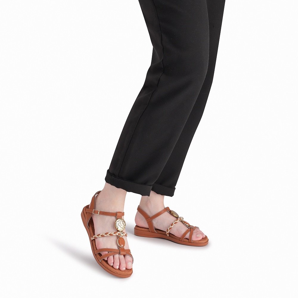 Sandália Rasteira Piccadilly 513040 Feminina - Ocre Marrom 5