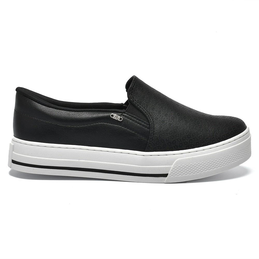 Tenis Slip On Casual Via Marte 027-027-02 Feminina - Preto Preto 2