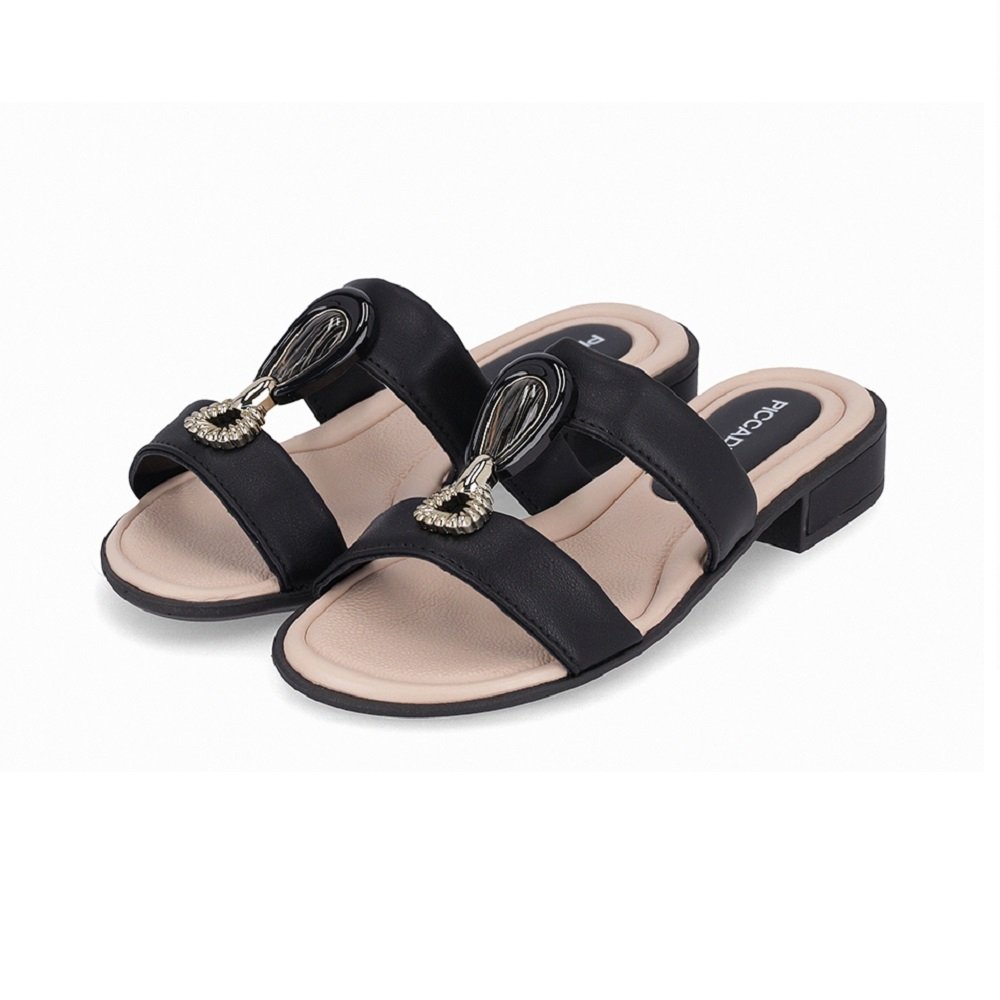 Tamanco Salto Baixo Piccadilly 590041 Feminino - Preto Preto 2