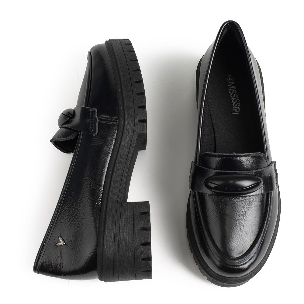 Sapato Loafer Mississipi MF172-0004 Feminino - Preto Preto 6