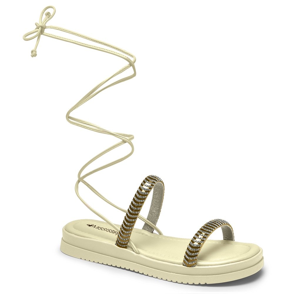 Sandália Flatform Amarração Perna Mississipi MF441-0005 Feminina