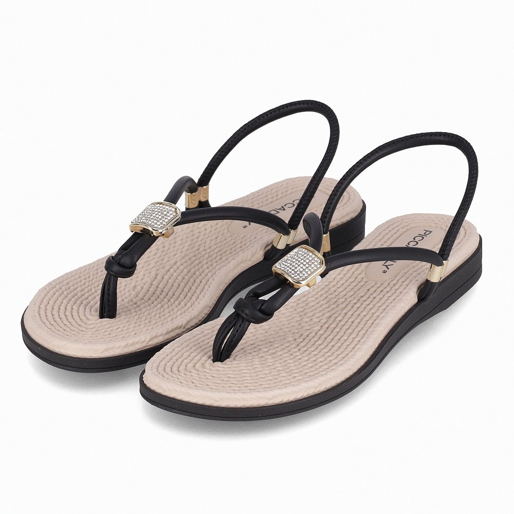 Sandália Rasteira Piccadilly 513039 Feminina - Preto Preto 2