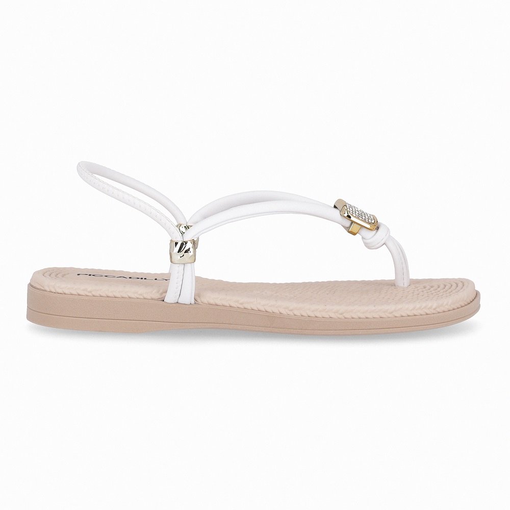 Sandália Rasteira Piccadilly 513039 Feminina - Branco Branco 3