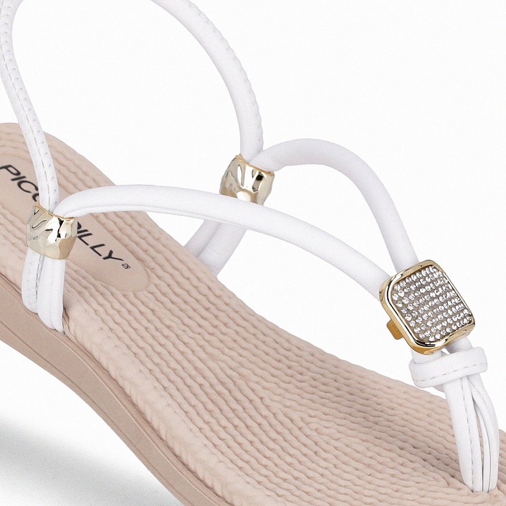 Sandália Rasteira Piccadilly 513039 Feminina - Branco Branco 2
