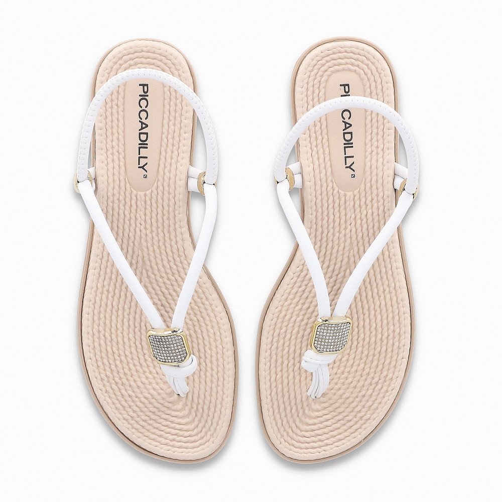 Sandália Rasteira Piccadilly 513039 Feminina - Branco Branco 4