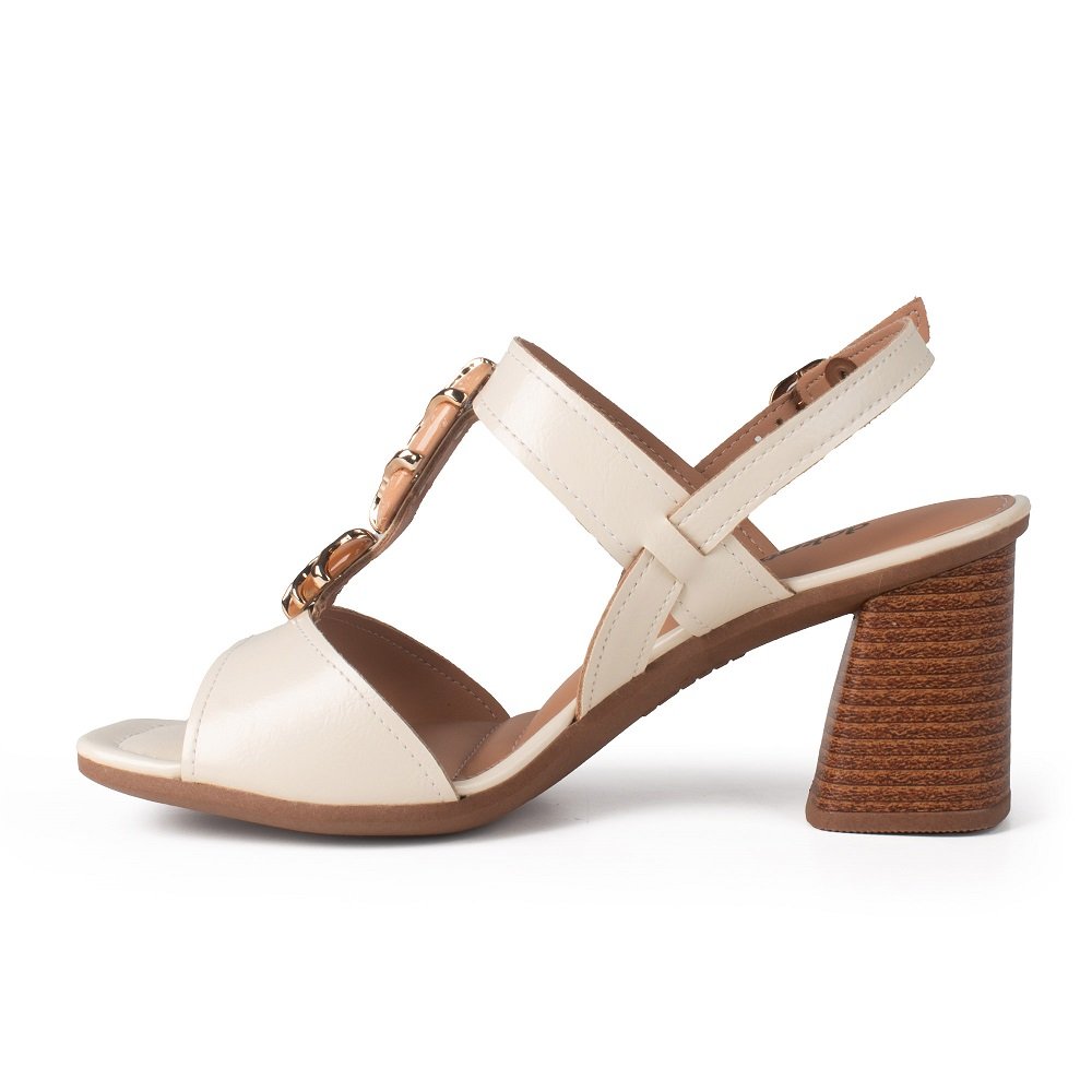 Sandália Feminina Salto Grosso Dakota Y9762 Branco 3