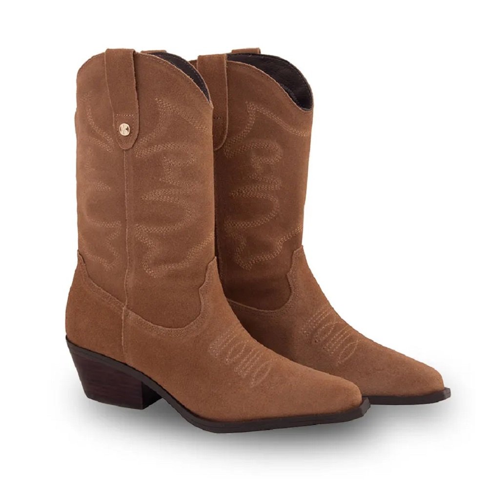 Bota Western Couro Camurca Bottero 347706 Feminina - Castanho Marrom 2