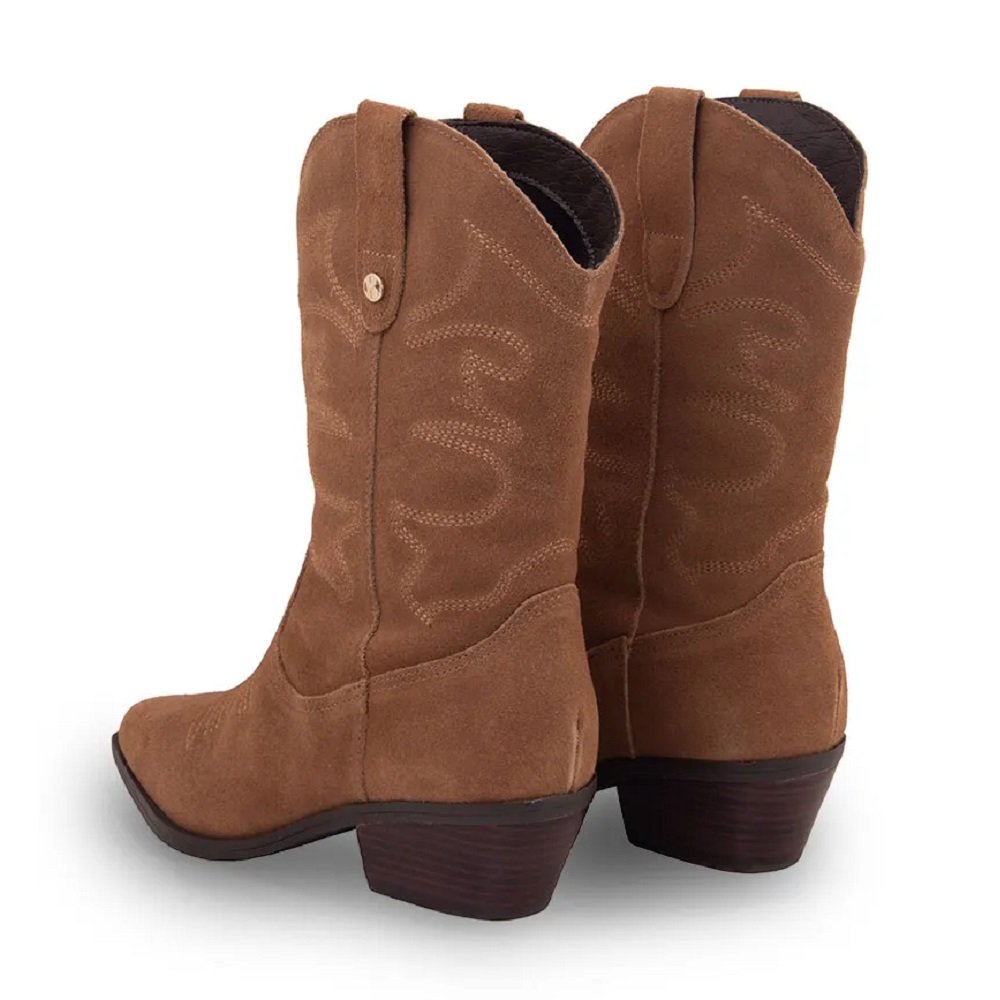 Bota Western Couro Camurca Bottero 347706 Feminina - Castanho Marrom 3