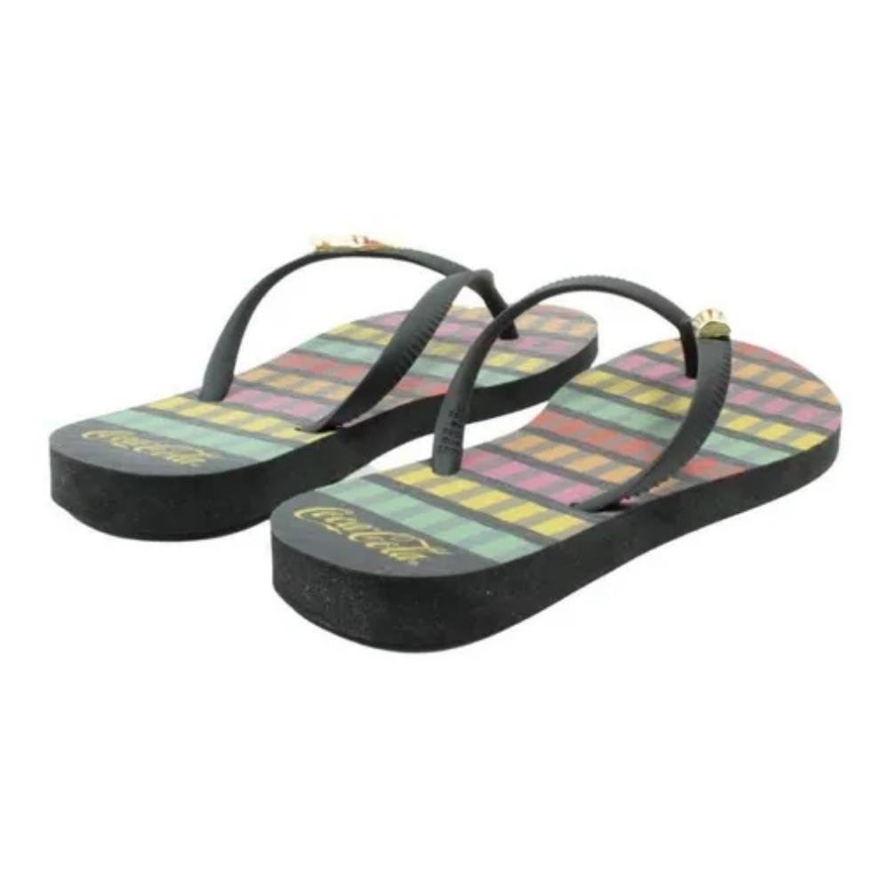 Chinelo Coca-Cola Estampa Cool Stripes Preto 2