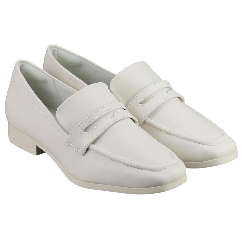 Sapato Mocassim Vivaice Loafer Off White Feminino Branco 4