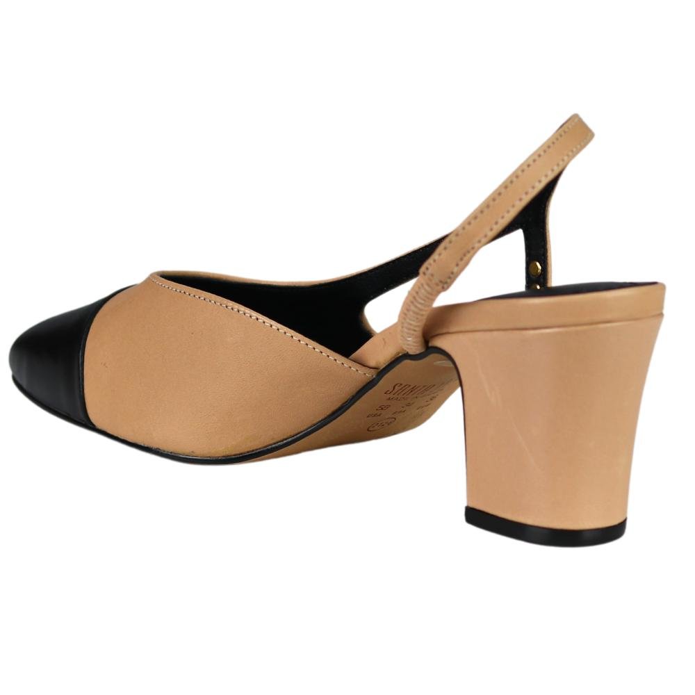 Scarpin Santa Lolla Slingback Couro Salto Bloco Baixo Feminino Bege 5