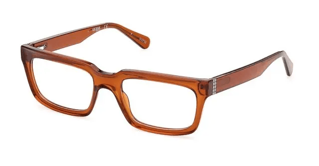 NWT GUESS GU8253 045 53 Shiny Light Brown Eyeglasses Guess GU8252 045 Pilot Transparent Brown Eyeglasses  main image 3