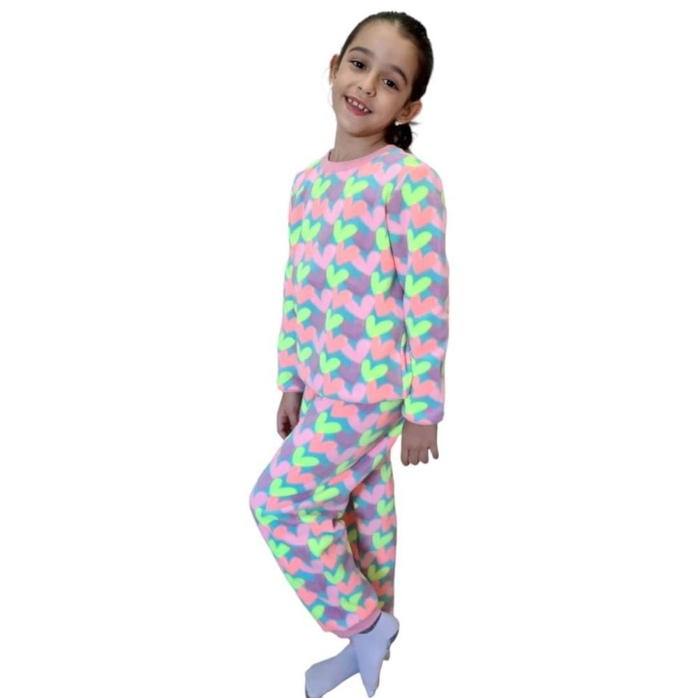 Pijama Infantil Soft Coração Multicores