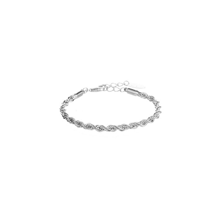 Pulseira Cabo de Aço Grossa Banhado Rodio Branco