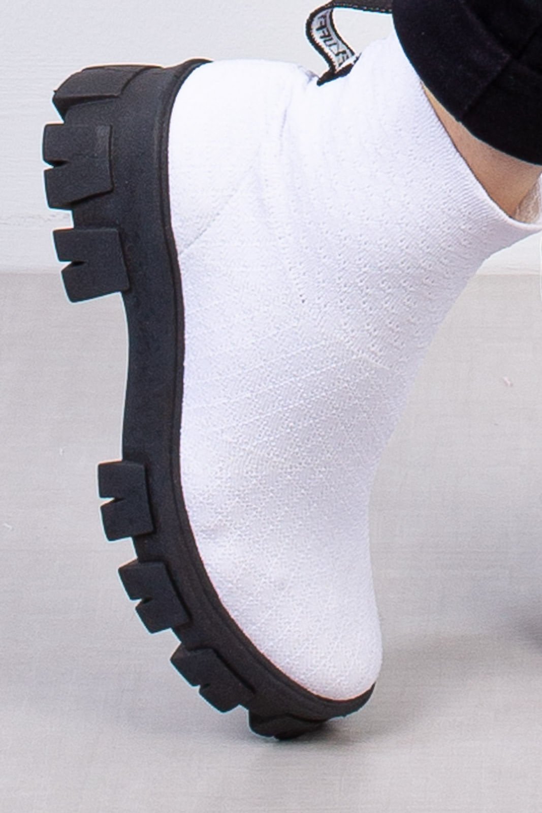 Bota de malha feminina tratorada 206 Branco 2