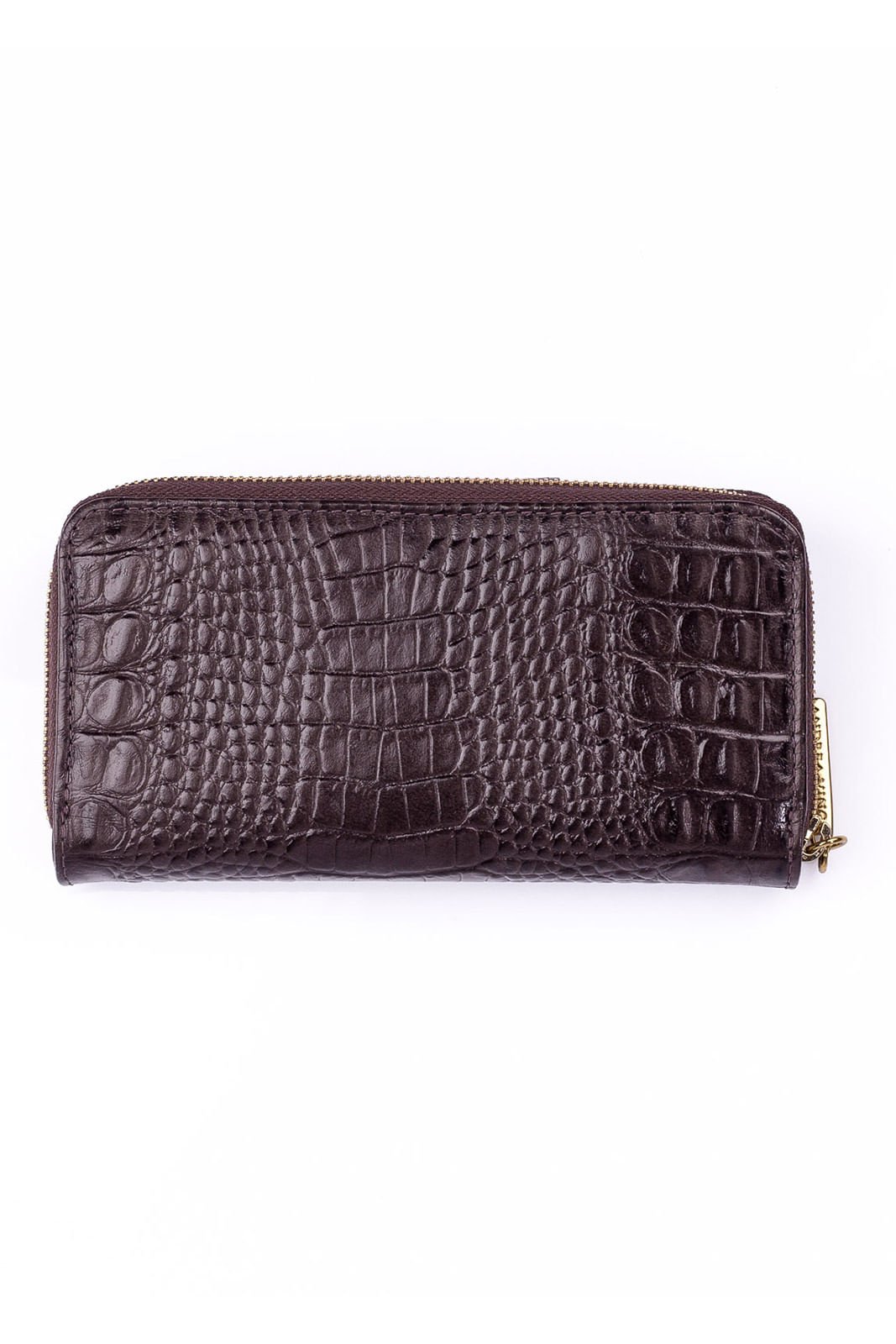 Carteira feminina de couro croco Cindy Marrom 4