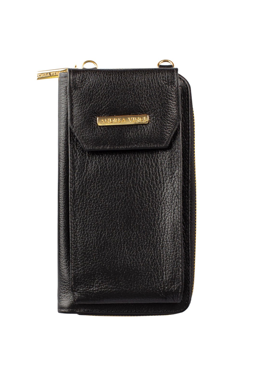 Carteira feminina de couro liso com alca Rafa Preto 1