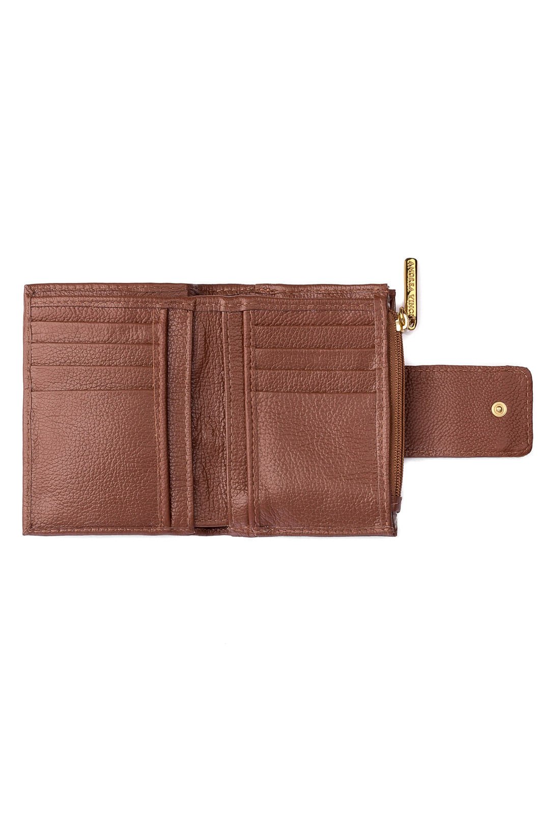 Carteira feminina de couro liso Linna Marrom 3