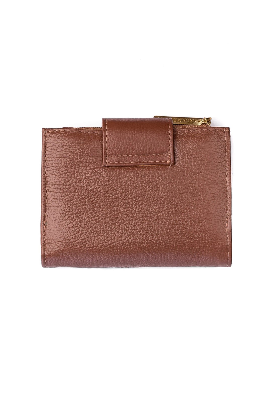 Carteira feminina de couro liso Linna Marrom 4