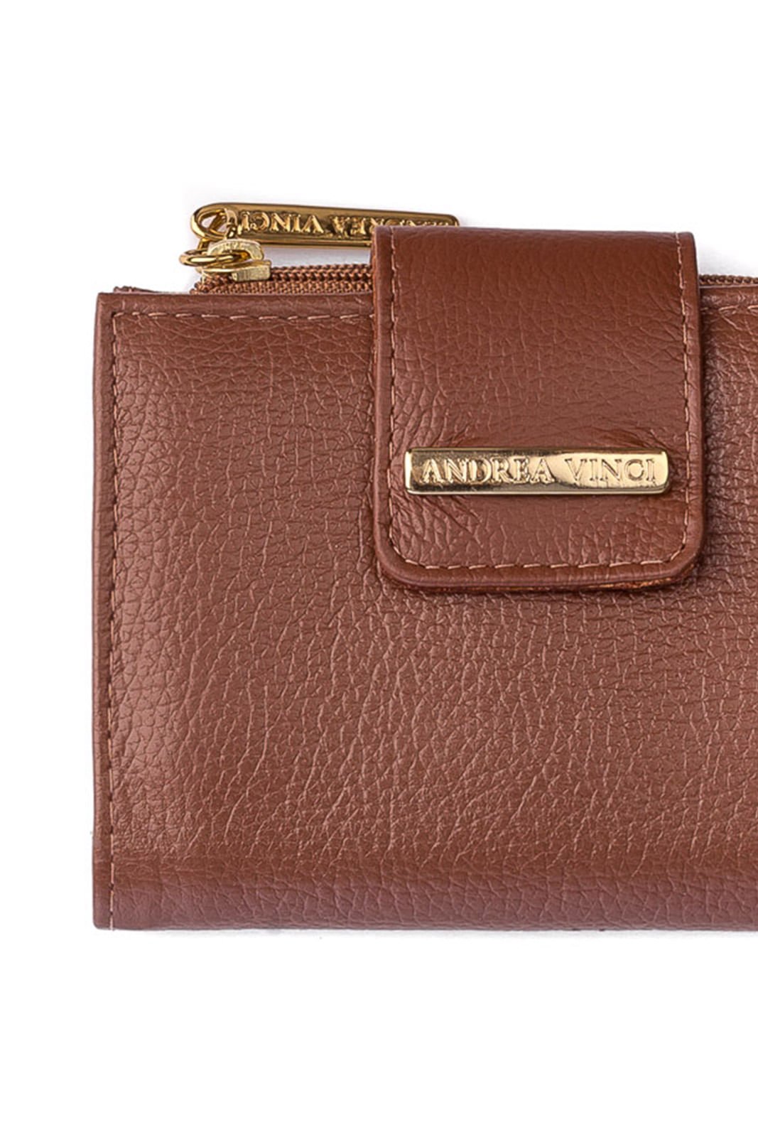 Carteira feminina de couro liso Linna Marrom 6